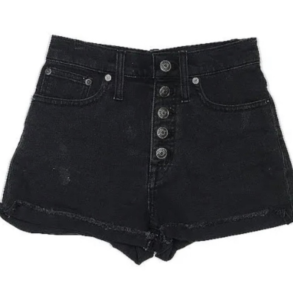 Madewell faded black high rise denim boy shorts 5 button through edition size 26 - Picture 3 of 8